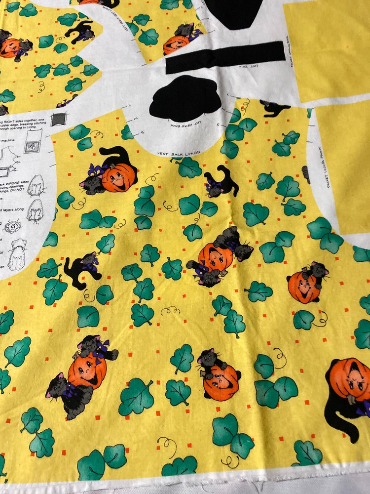 Daisy Kingdom Scaredy Cat cotton vest panel with lining sizes 2-8