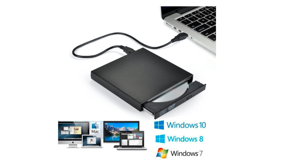 External DVD CD RW USB Disc Burner Combo Drive Reader Windows 8 10 Laptop PC Mac