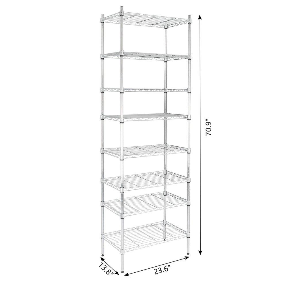 8-Tier Wire Shelving Unit - Heavy Duty, Adjustable, Modular, Silver Kitchen Rack