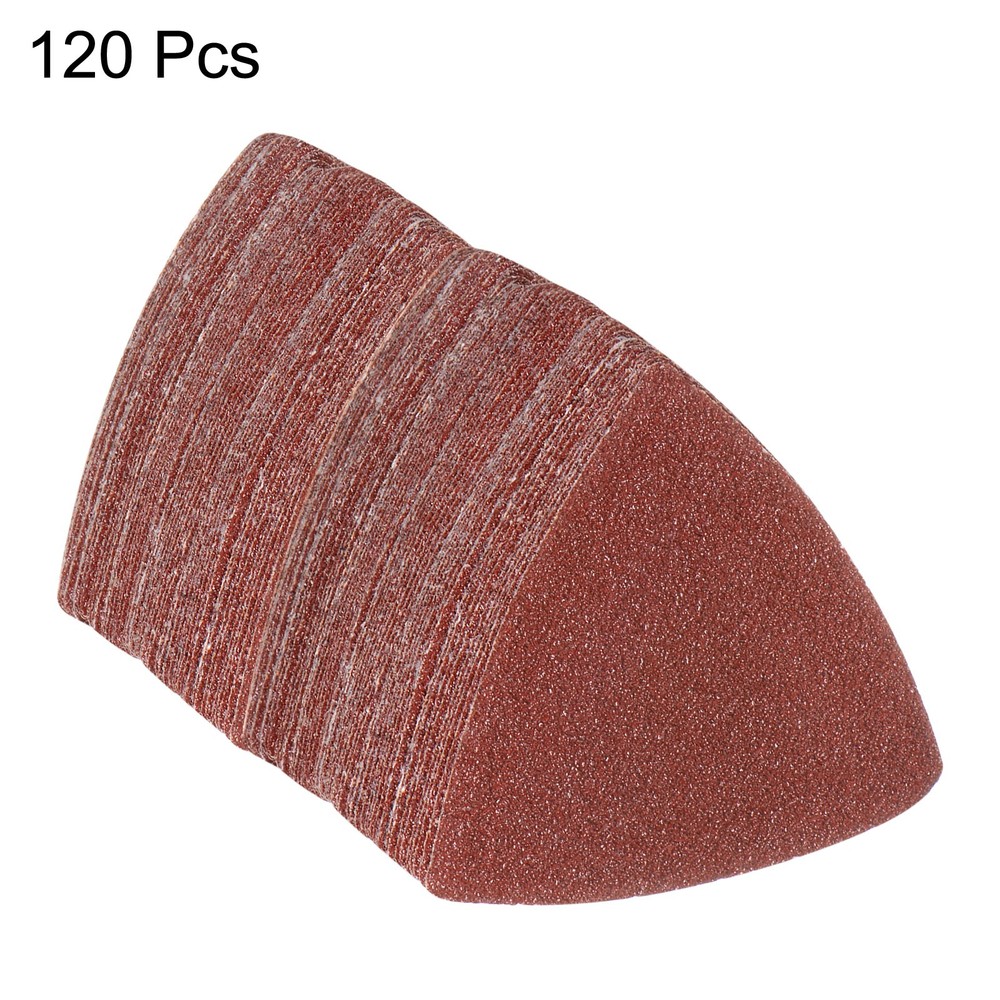 120pcs 60 Grits 80mm Aluminum Oxide Triangular Hook & Loop Sandpapers Pads