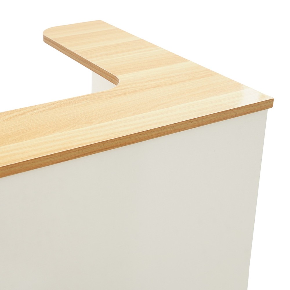 Modern Reception Desk Rectangle Reception Table w/ Lockable Drawer Free Standing