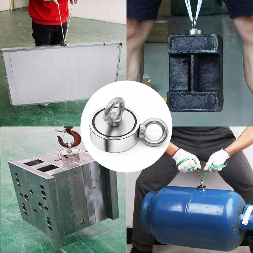1800LBS Magnet Fishing Kit, Double Sided Pulling Force Earth Magnet with Grappli