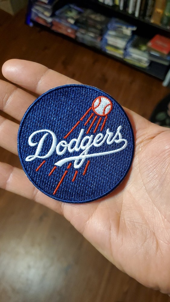 LA Dodgers Round Style Patch. Embroidered. Iron On Backing. 3"x3"