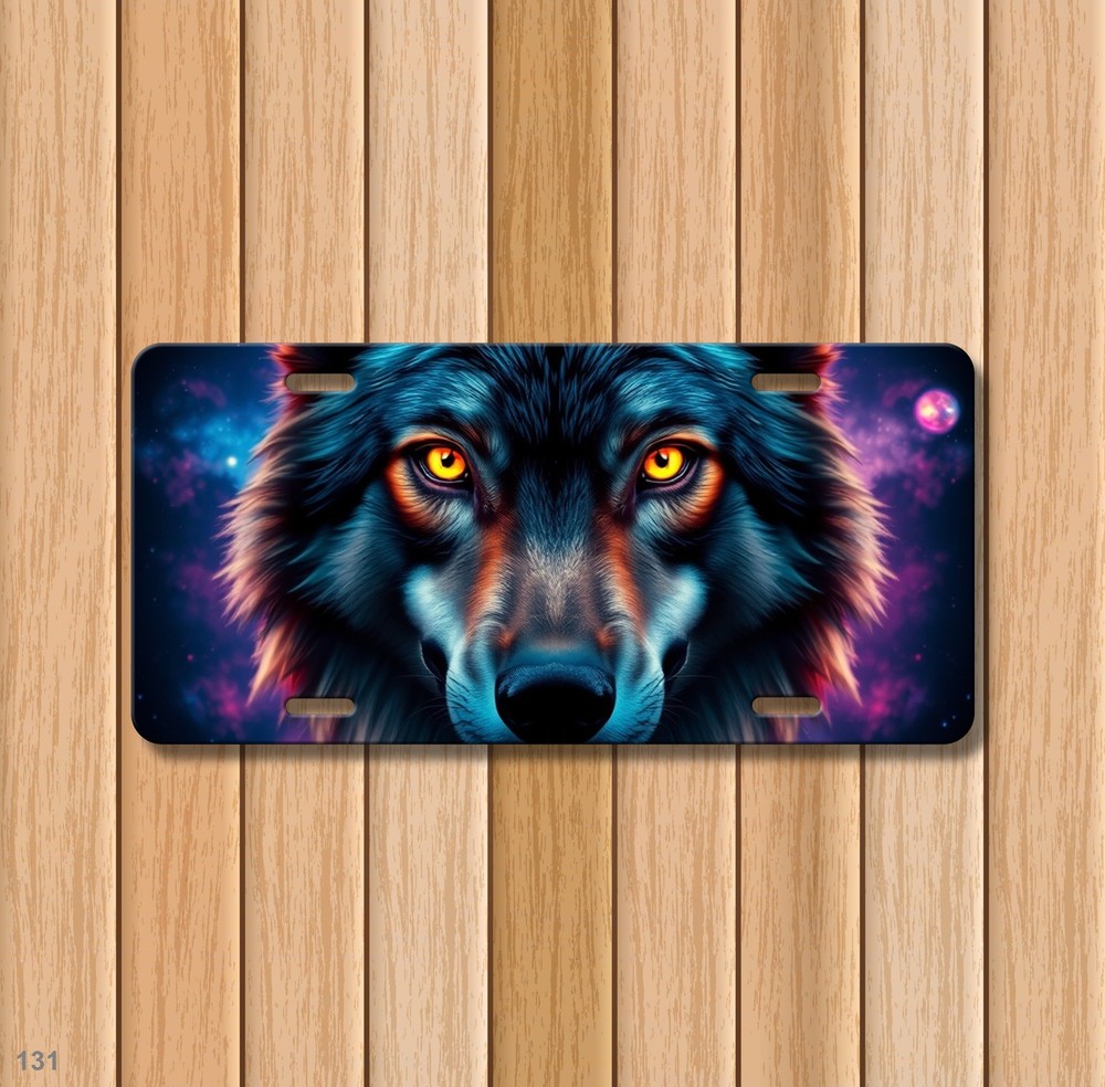Bold Wolf License Plate Add Text Car Tag Gift Idea