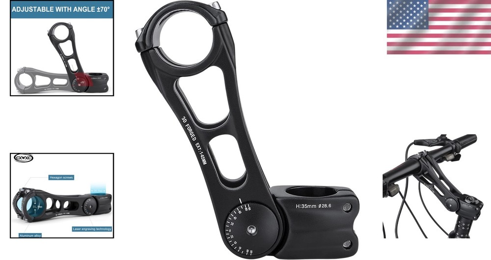 Adjustable 31.8mm MTB Stem - 70° Riser for Custom Comfort
