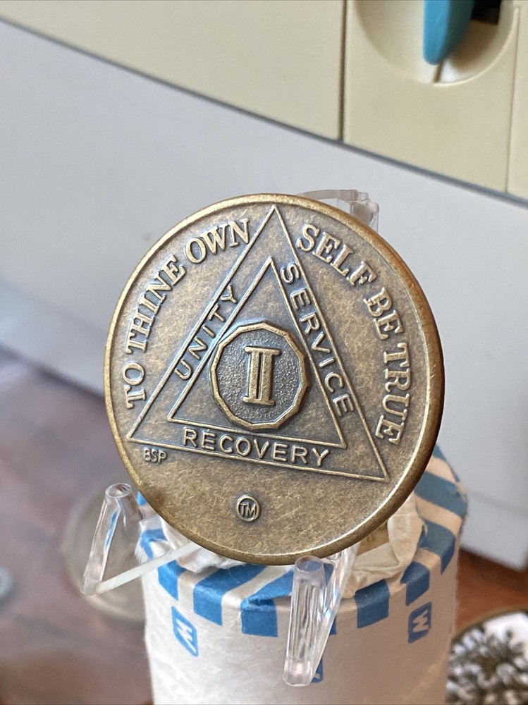 2 Year AA Medallion Antique Bronze Sobriety Chip