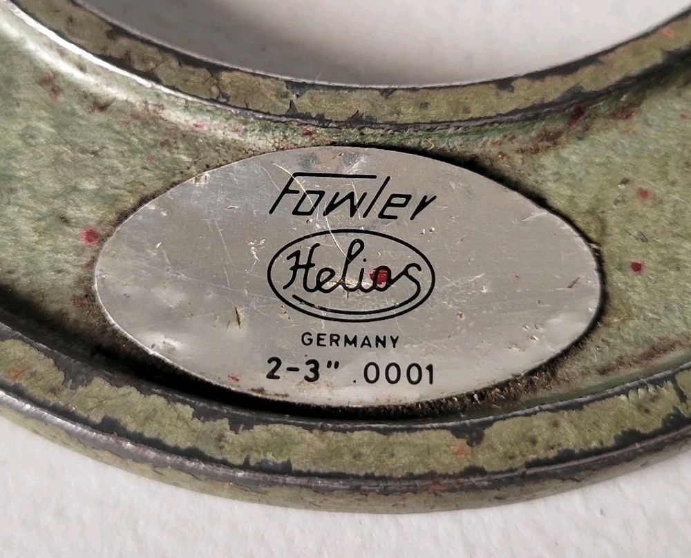 Fowler Helios Micrometer, 2” - 3" Range .0001 Ratcheting Locking Vintage