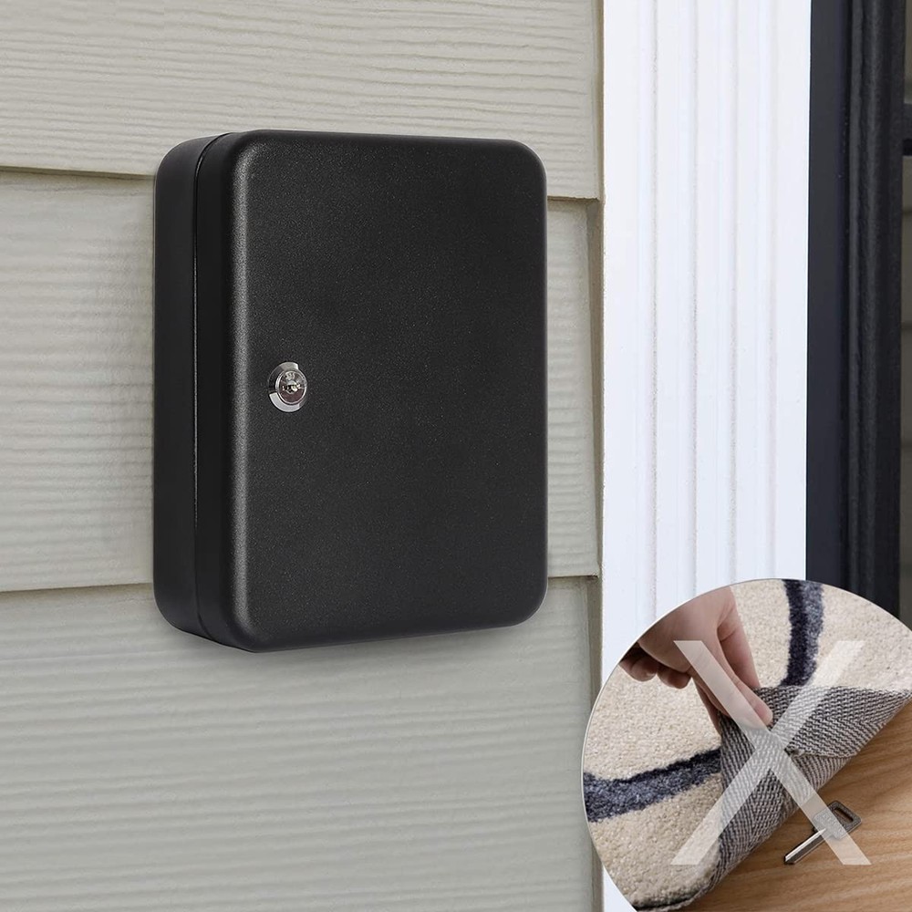 Parrency Key Cabinet Wall Mount,Locking Organizer, Medium, Black