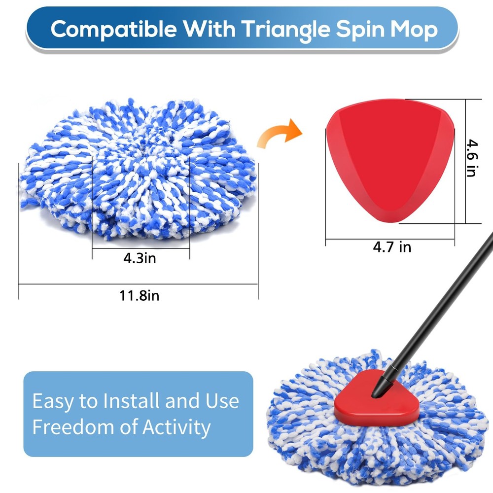 4 Pack RinseClean Spin Mop Replacement Head Spin Mop Refills Compatible with ...