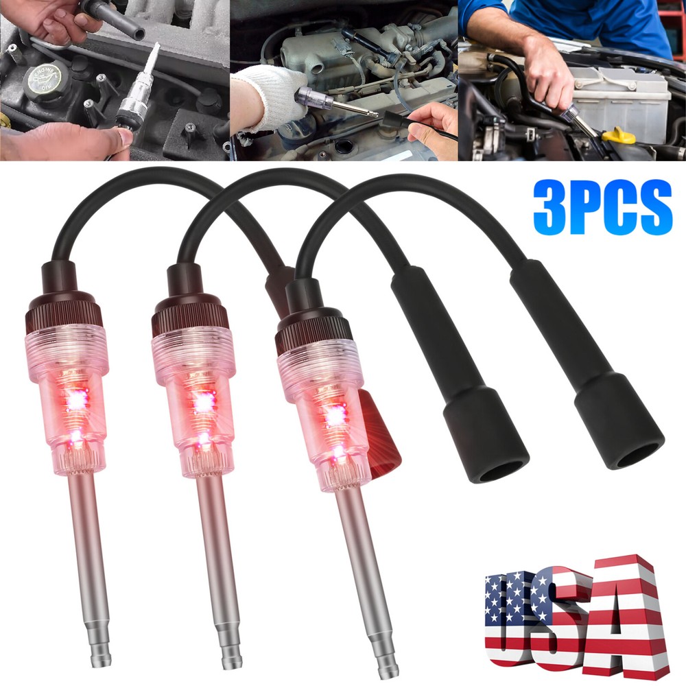 3PCS Spark Plug Tester Ignition System Coil Engine In Line Diagnostic Test Tool