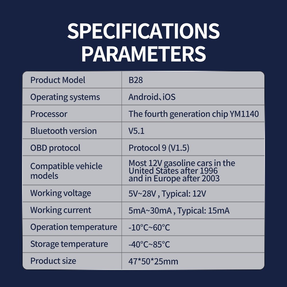 AUIMSOCO Bluetooth OBD2 Car Detection Scanner Code Reader Tool For IOS Android