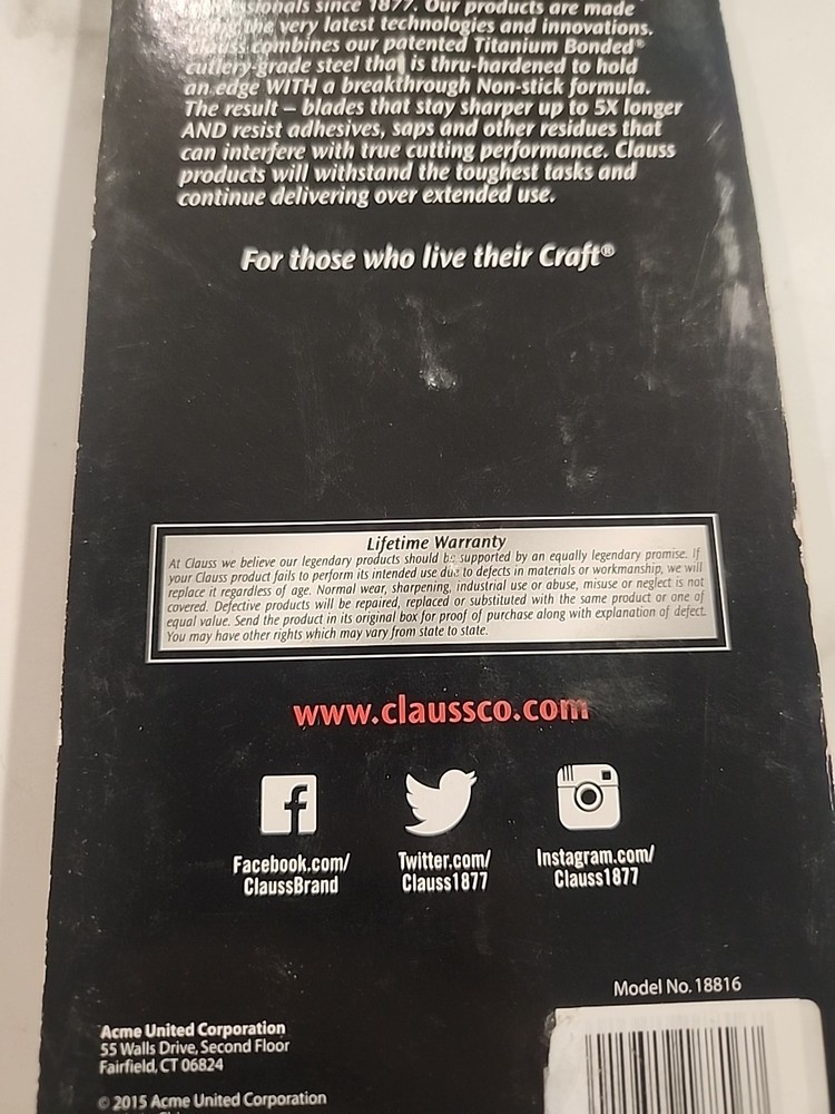 Clauss Hydra 7" Titanium Bonded Non Stick Shop Scissors Partial Serration