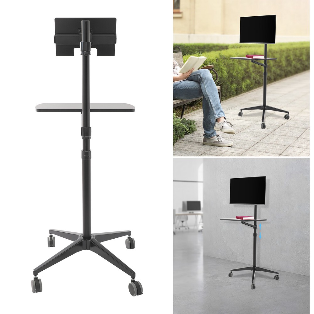 Portable Rolling Laptop Floor Standing Table Mobile Workstation Adjustable Hight