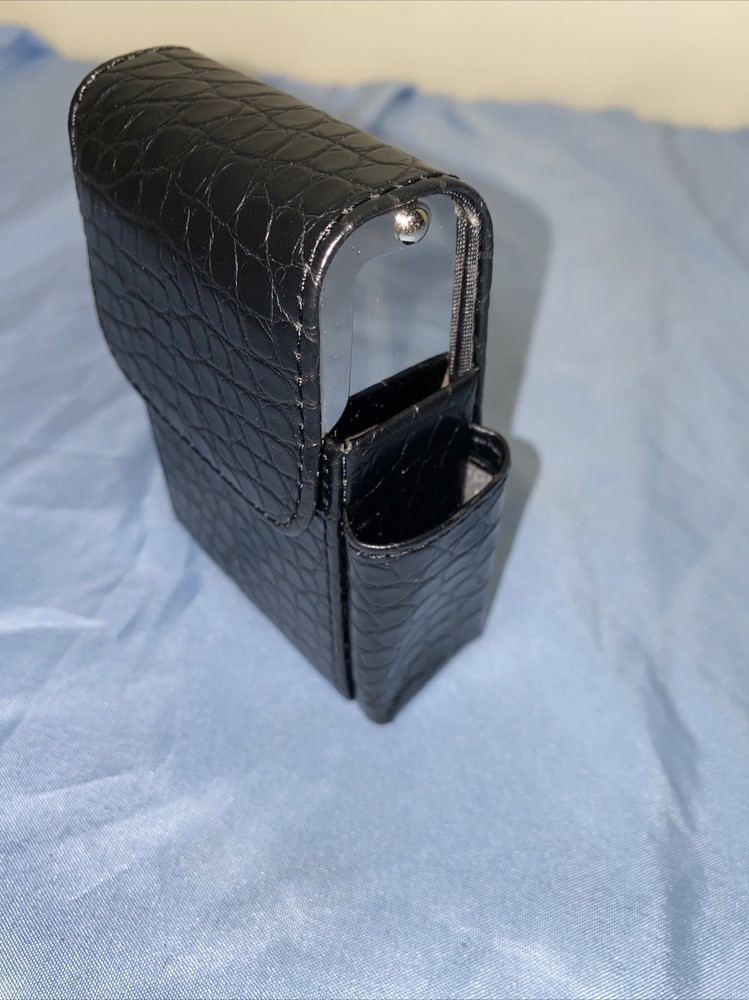 Fujima Leather Wrap Cigarette Pack Holder With Lighter Holder Textured Black