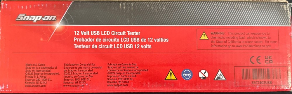 New Snap on™ EECT402USB 12 Volt Digital Display Circuit Tester with USB Plug
