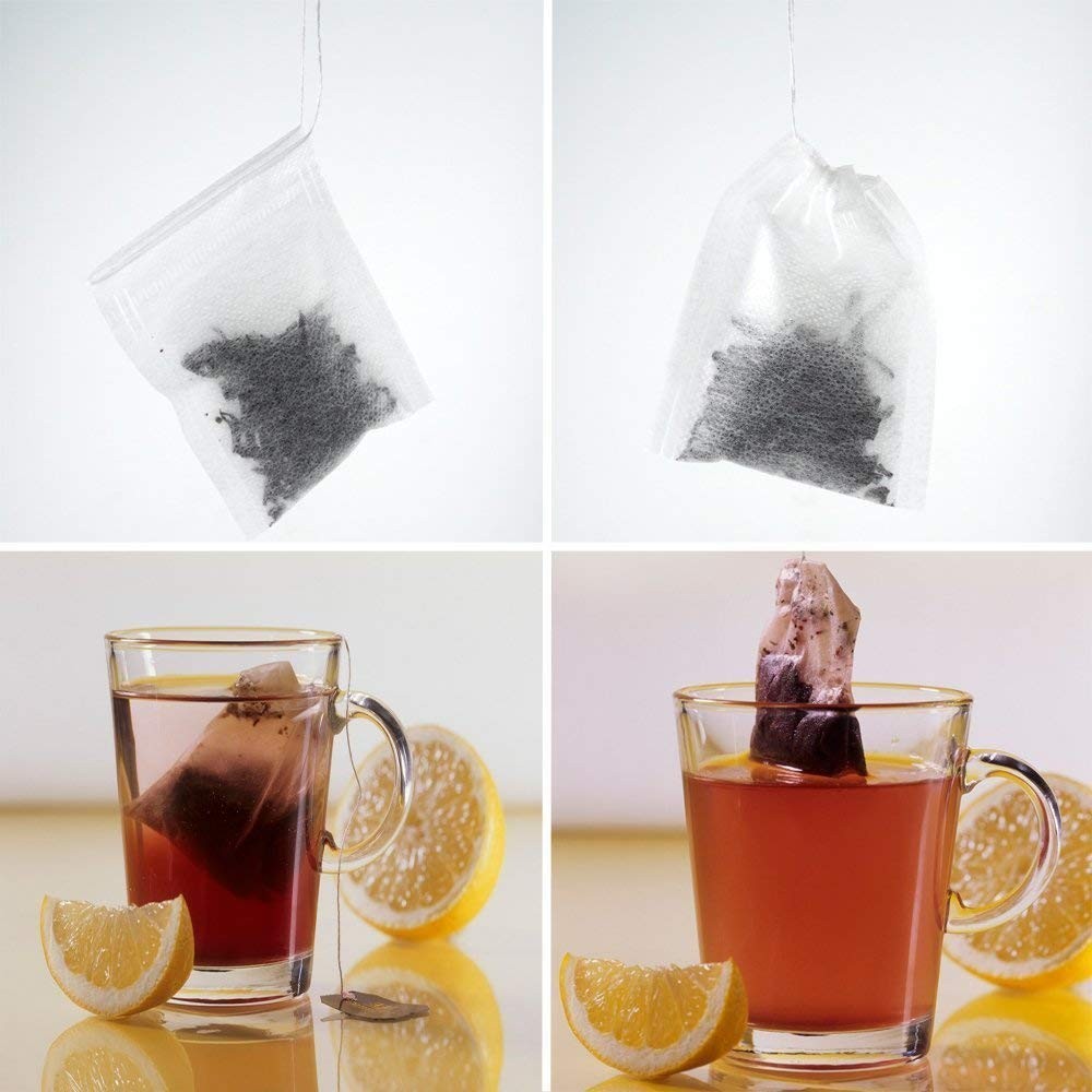 100 Pack Disposable Tea Filter Bags Empty Muslin Drawstring Seal Filter Tea Bags
