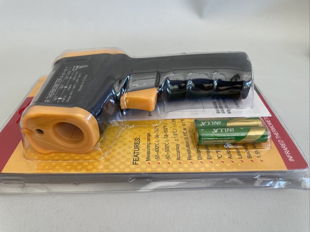 Non-Contact Infrared Thermometer w/Backlit LCD / Digital Laser Pyrometer