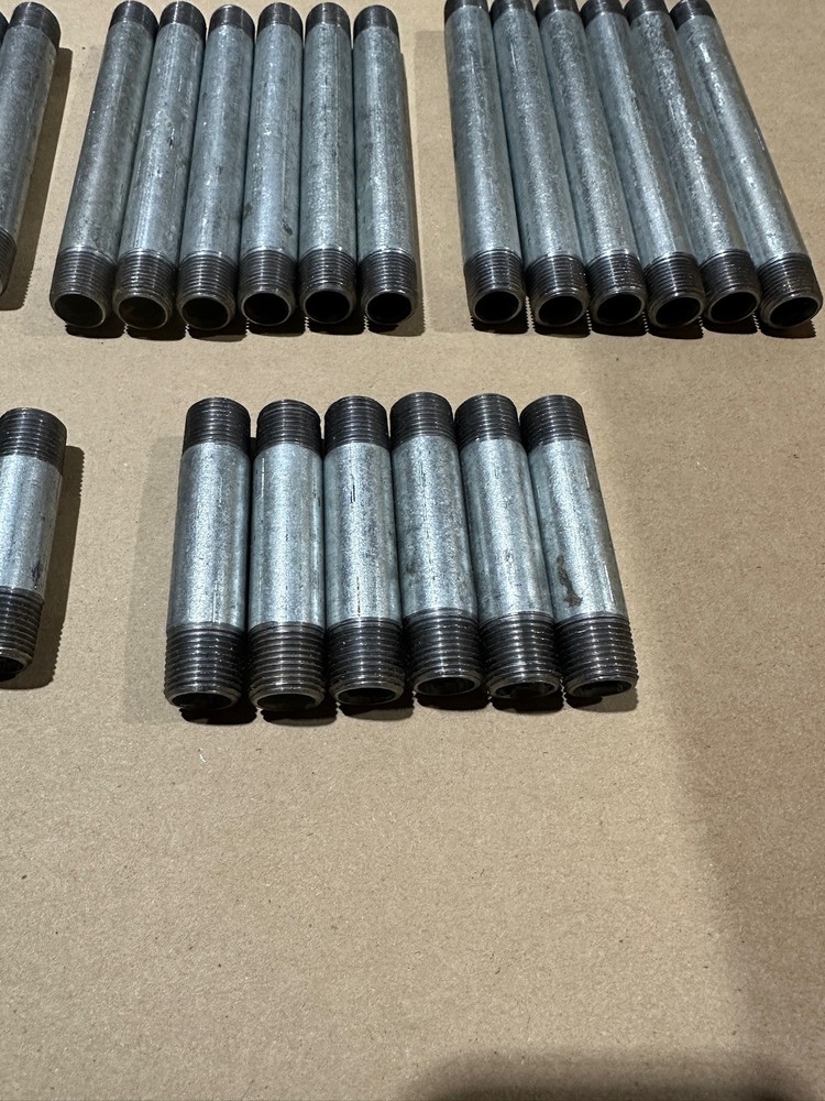 66x Pack Pipe Nipple Assorted Galvanized Steel 3/8" Dual Thread Multiple Sizes