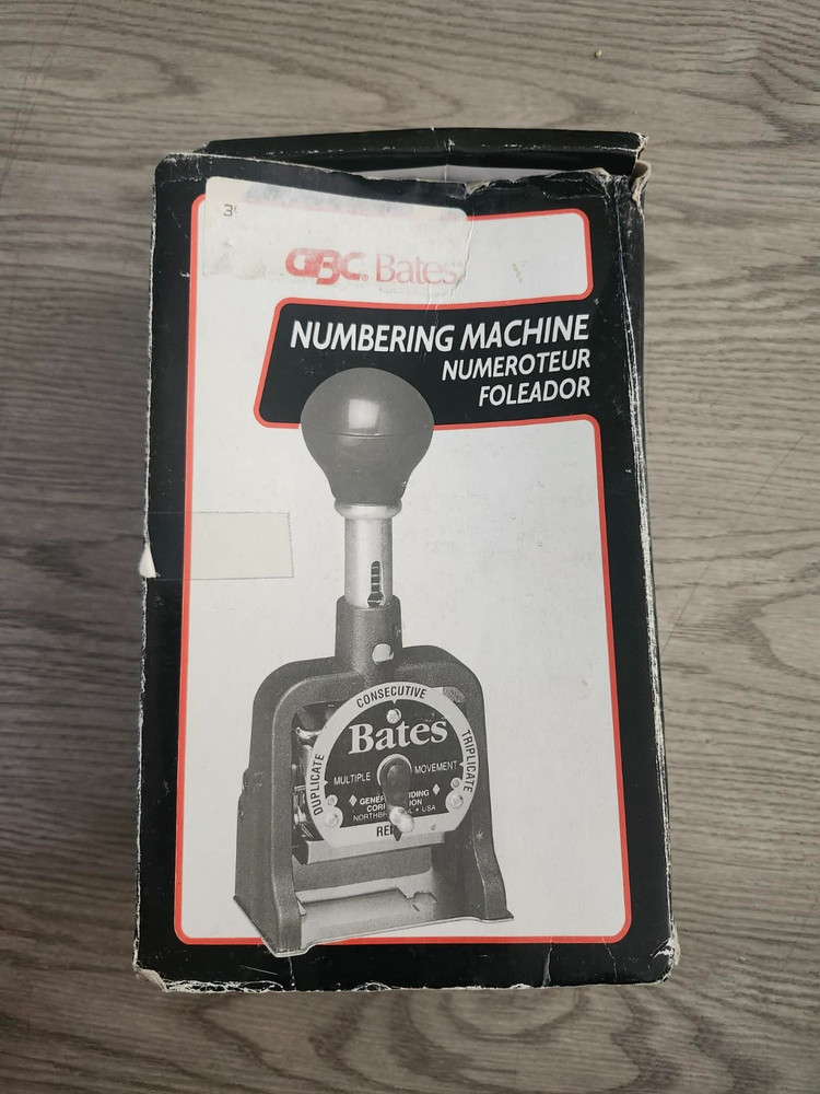 Antique Bates Numbering Machine Stamp Consecutive, Repeat, Duplicate W/Box