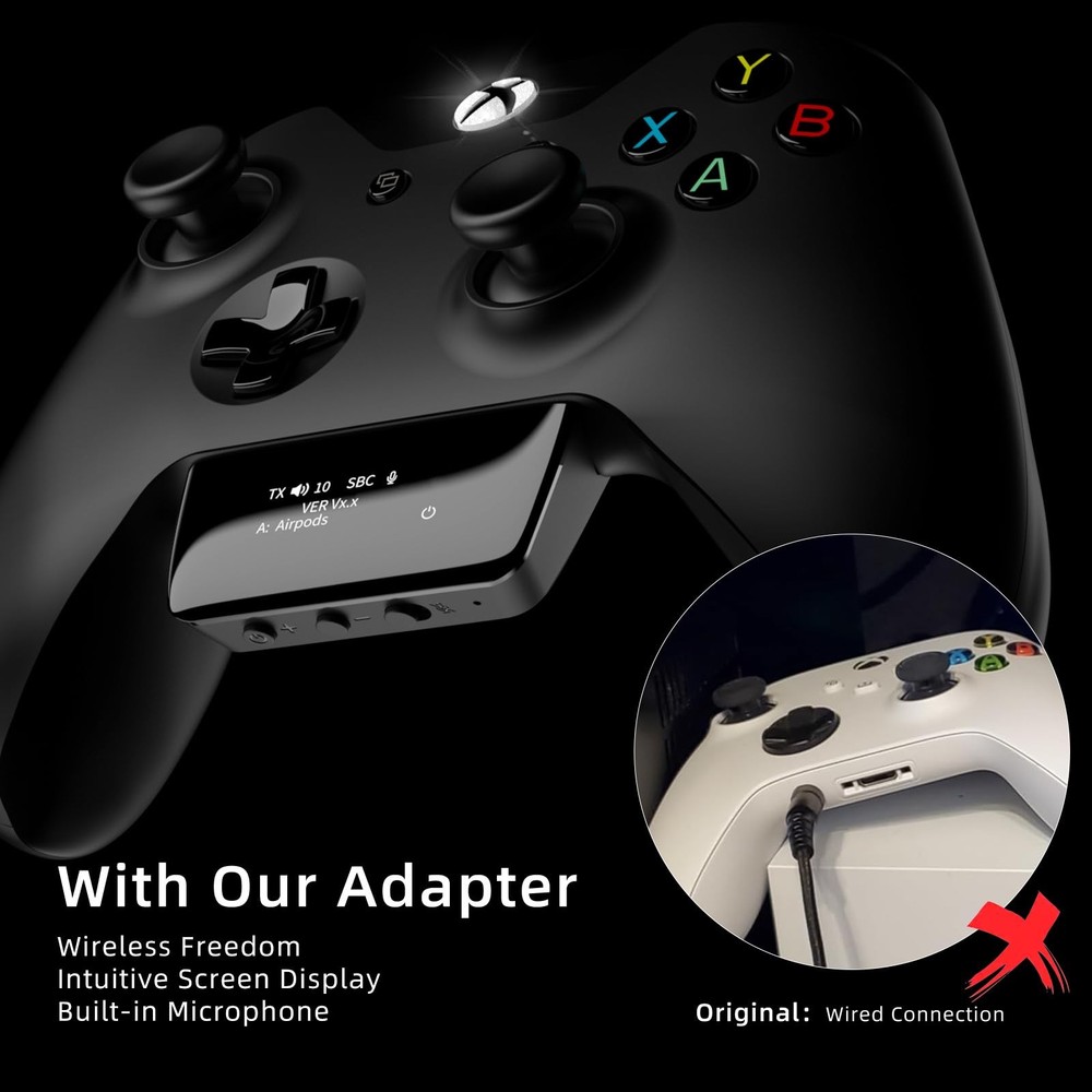 Bluetooth 5.2 Wireless Audio Adapter for Xbox One Series X S Controller Mic