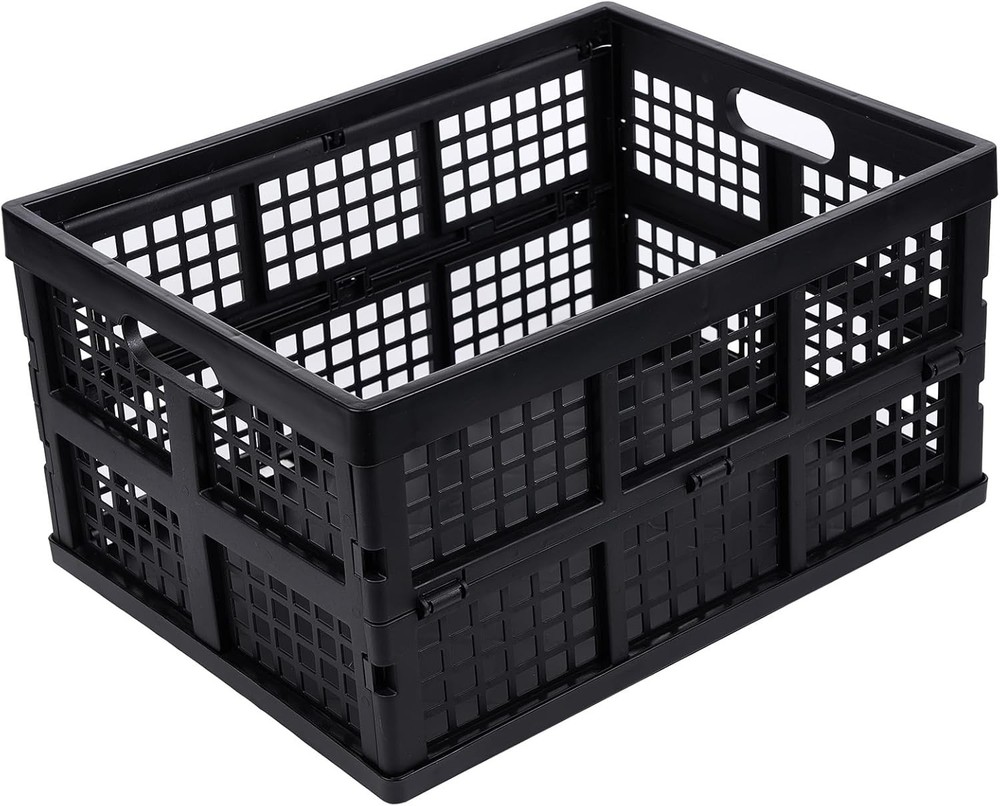 3-Pack Plastic Collapsible Storage Crates-30L,Foldable Plastic Crates Storage