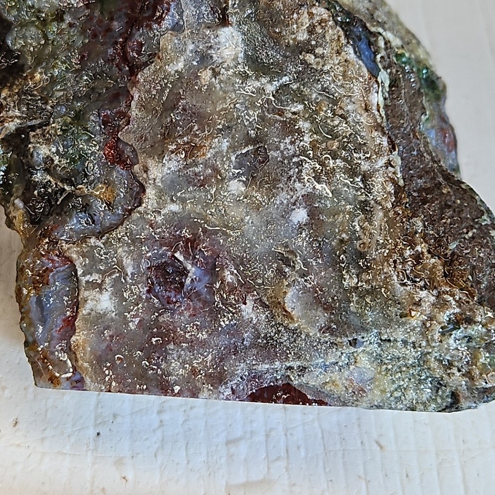 Red lightning agate rough. Beautiful blue color and moss pattern, 2LBs 2.0oz