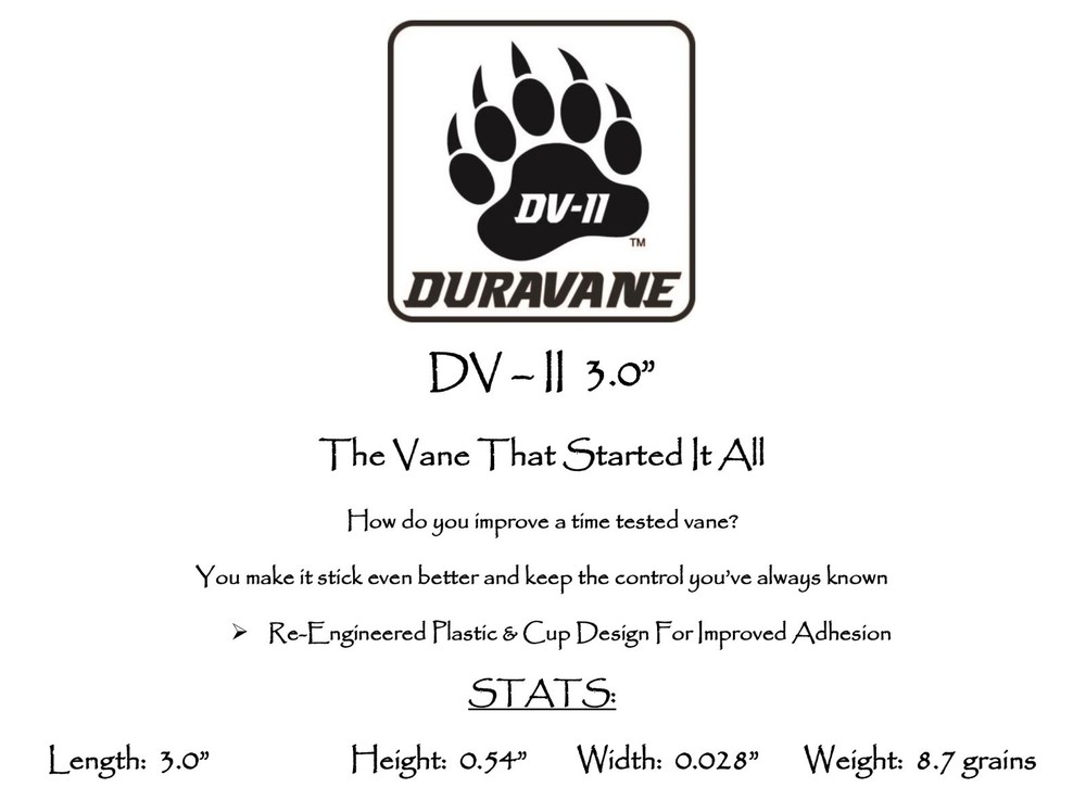 3.0", Black , DV-II Duravane Vanes , Pkg 100 ***When Accuracy Counts***
