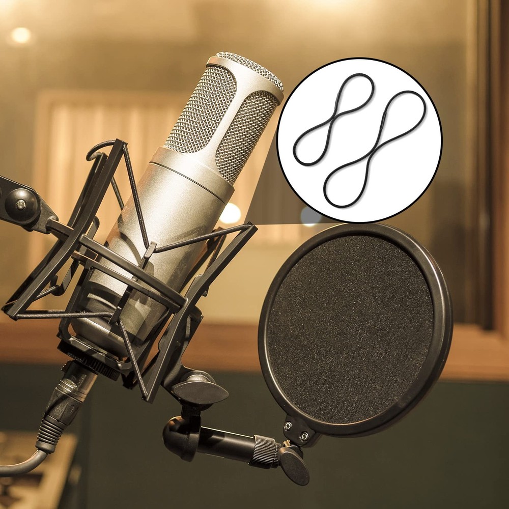 8 Pieces Black Universal Elastic Bands Replacement Microphone Shock