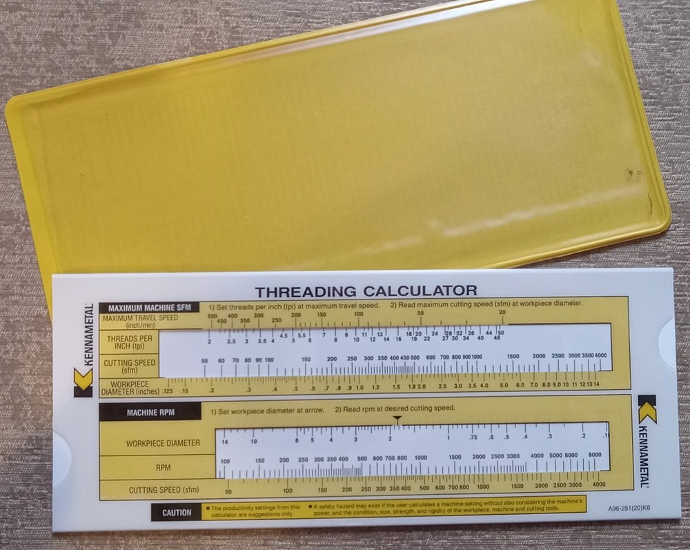 Kennametal Threading Calculator with Plastic Sleeve