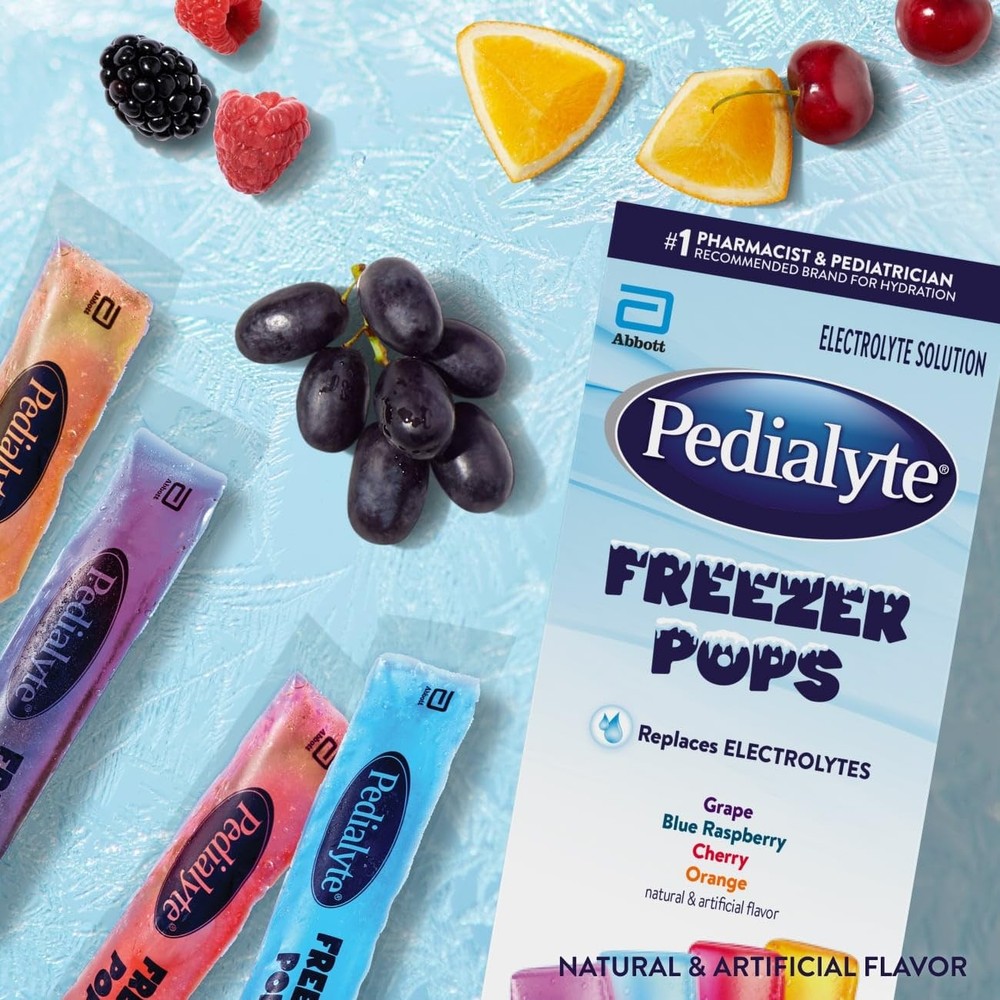 Pedialyte Electrolyte Solution Freezer Pops 64 Count Hydration Variety Pack