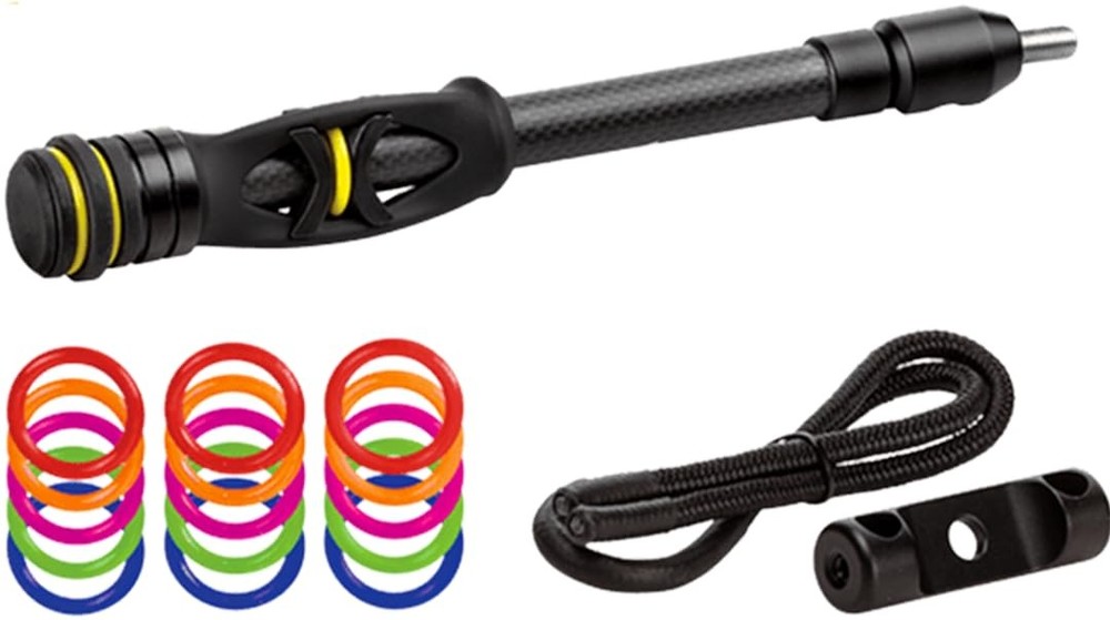 Hitman Bow Stabilizer, 8", Comes Pre-Assembled with 2 Removable 1oz Weights, ...