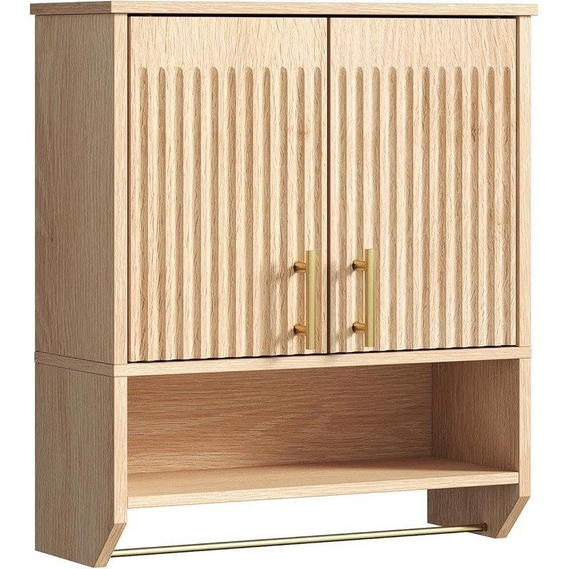 Wall Mounted Bathroom Cabinet Storage Organizer Double Doors W/ Adjustable Shelf