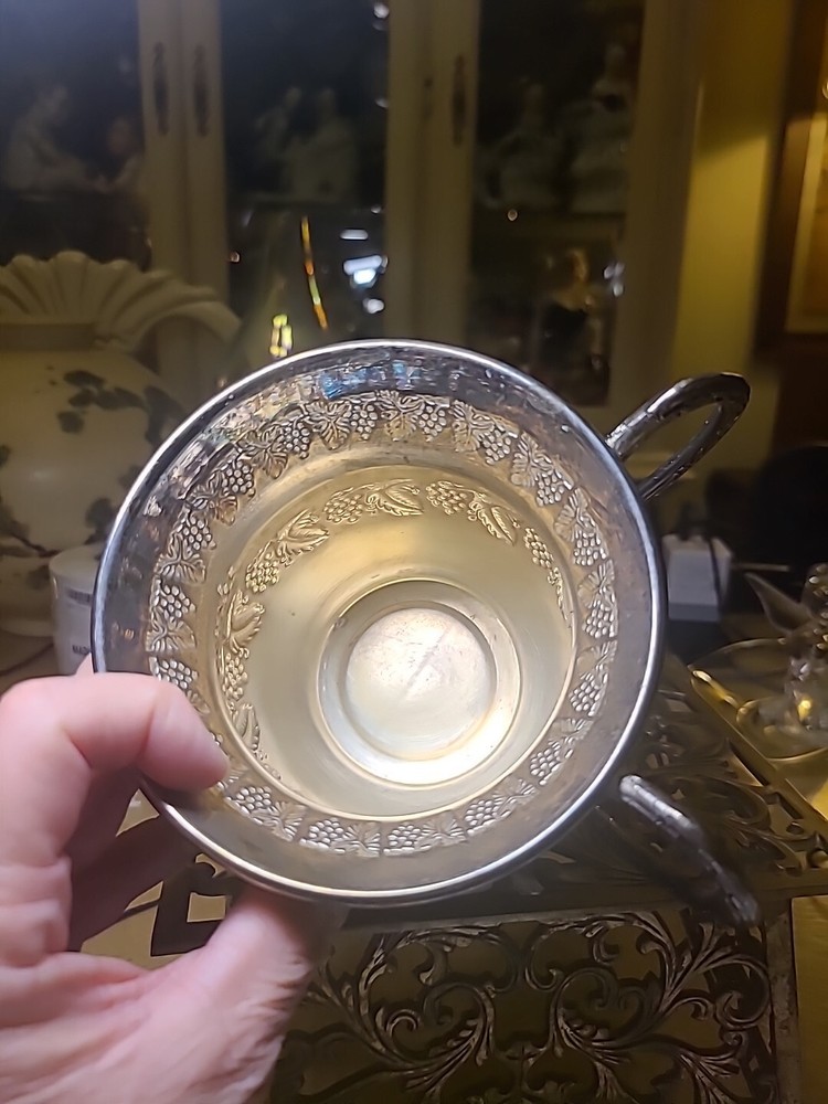 Two Handle Vintage Netillat Yadayim Silverplate Wash Cup