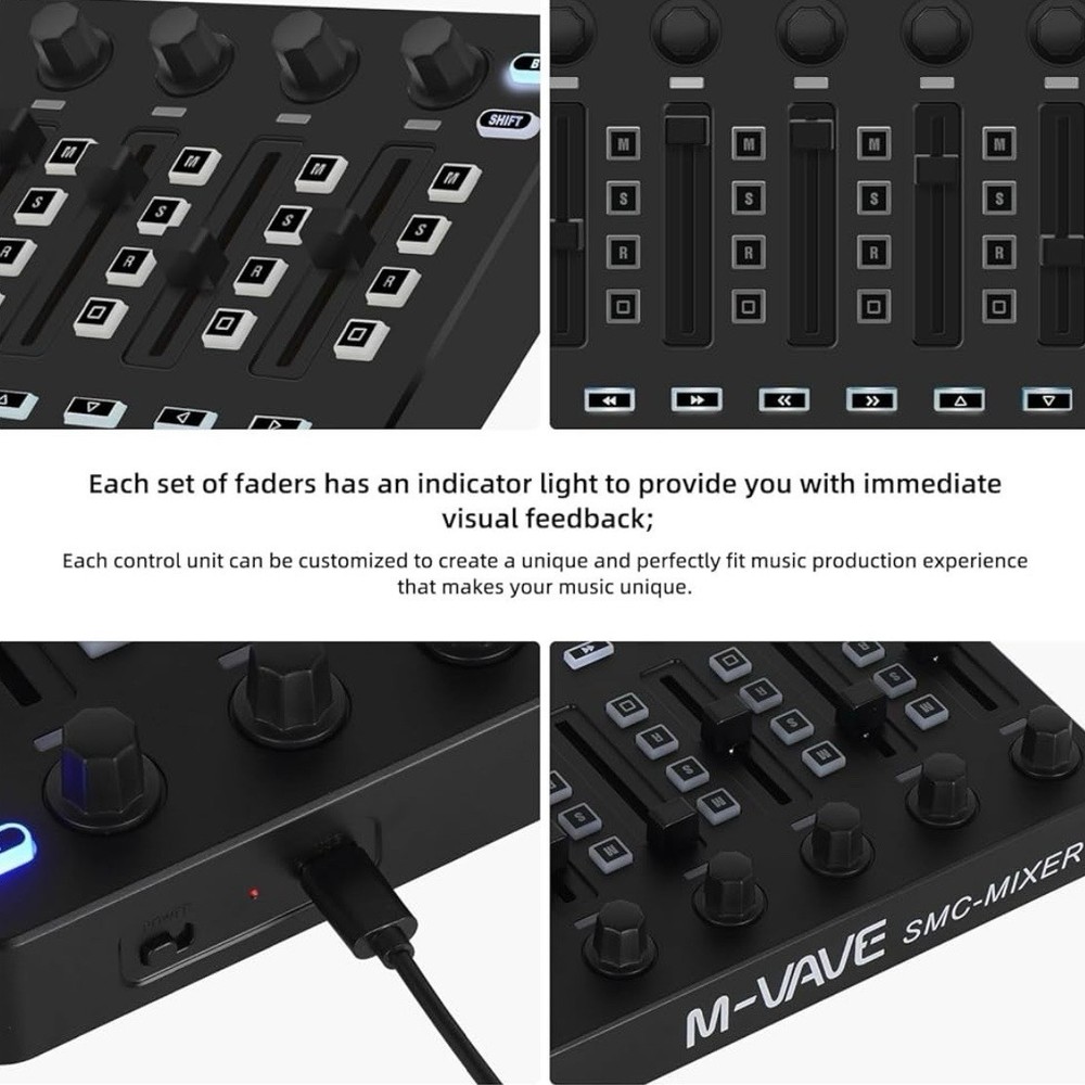 M-VAVE SMC-Mixer Wireless MIDI Controller Bluetooth DAW USB Rechargeable