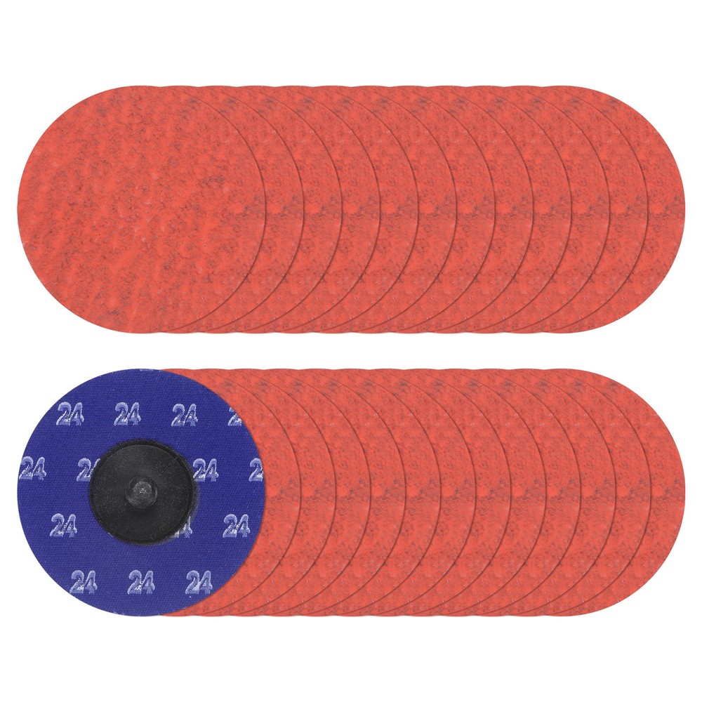 25pcs 3" 24 Grit Quick Change R-Type Sanding Discs Ceramic Grains Red Blue