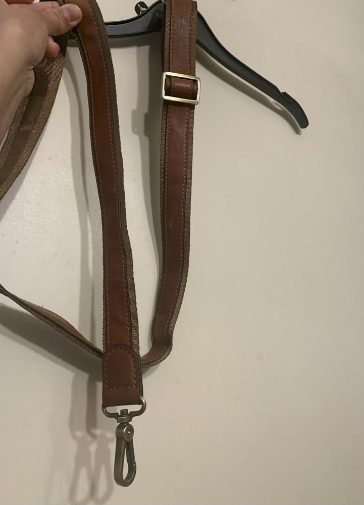 Replacement shoulder strap w/leather sturdy swivel hooks brass adjustable unisex