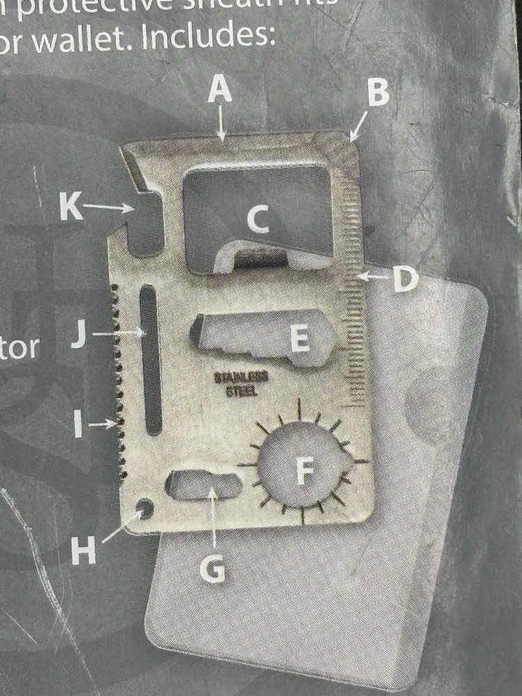 UST Pocket Sized Survival Card Tool - Multi-Tool - 11 tools