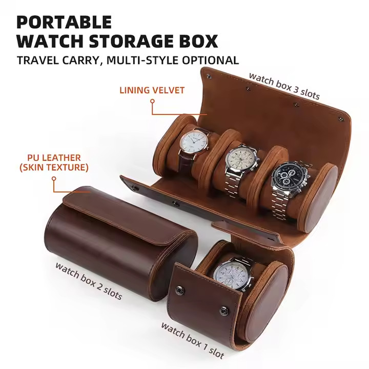 Leather Watch Case,Personalized Travel Watch Box for Him,Customized Leather