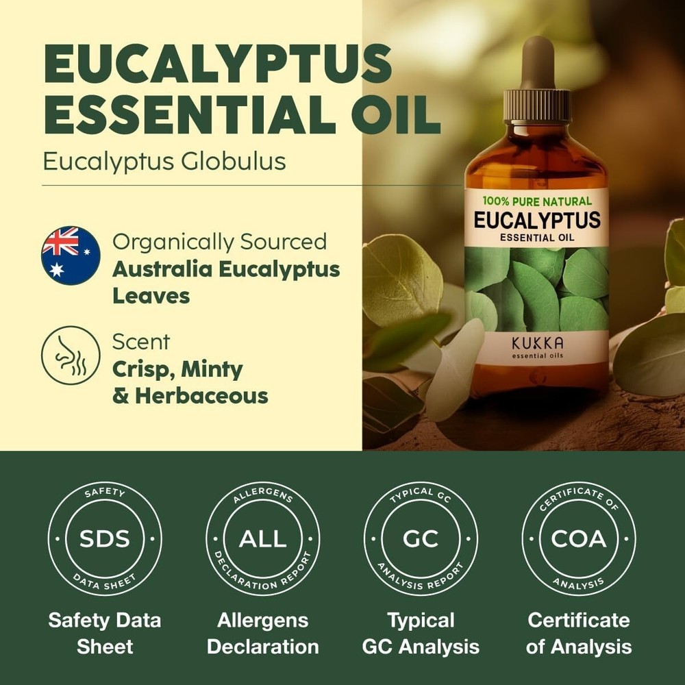 Kukka Eucalyptus Essential Oil for Diffuser 100% Pure Natural Essential Oils...