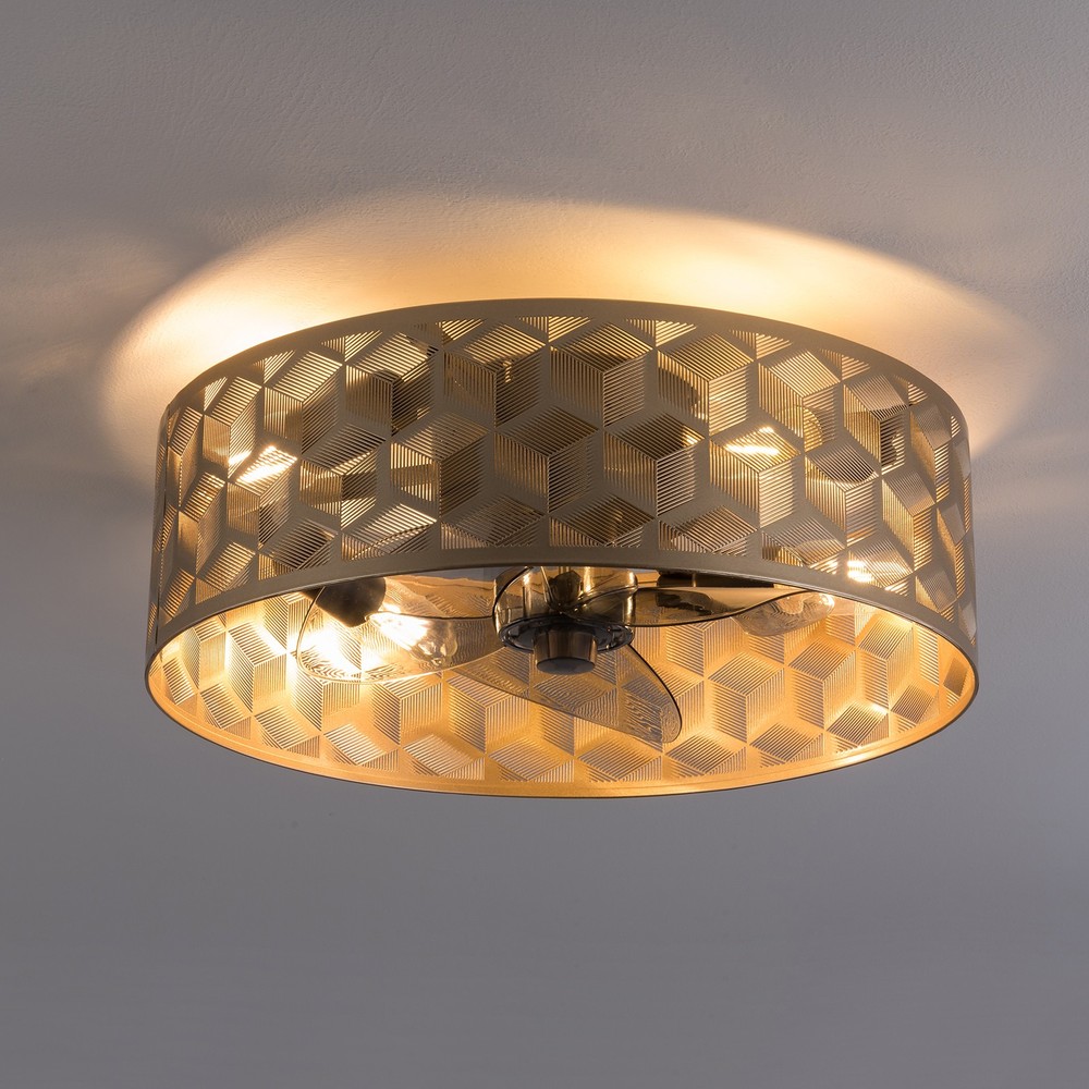 Modern Round Low Profile Ceiling Fan Light with Remote Control – 18" Indoor