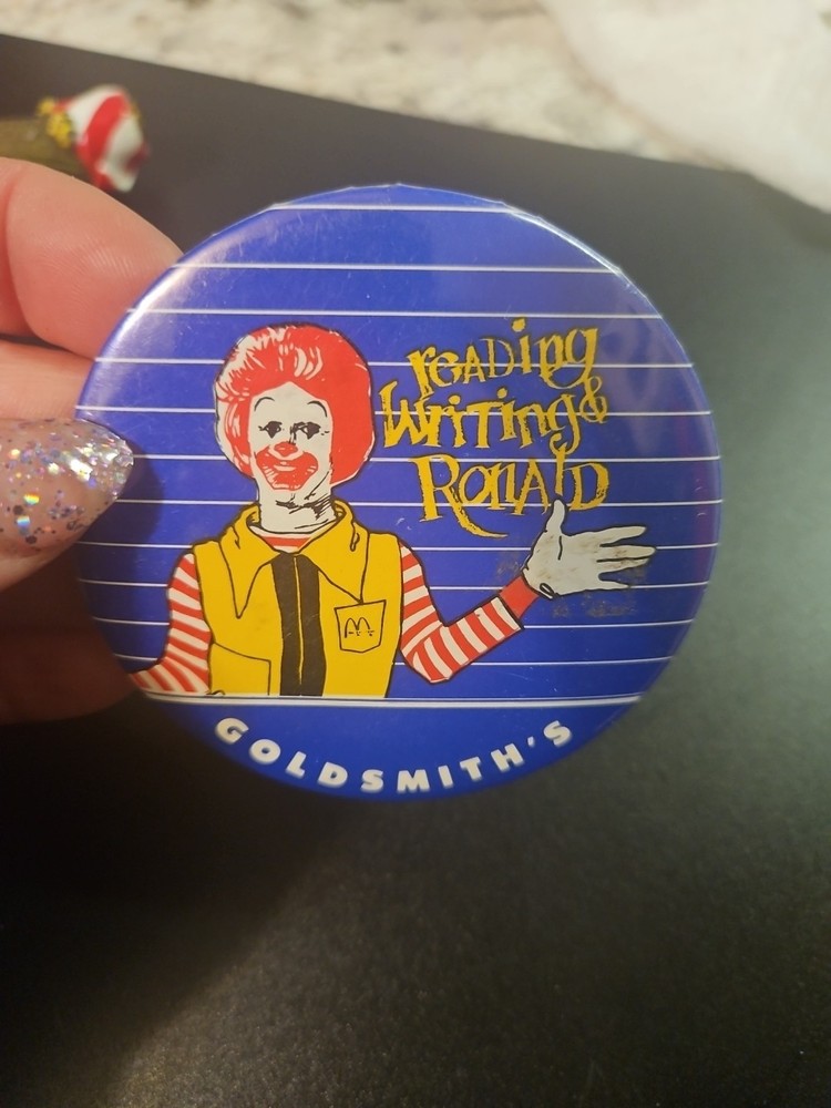 1980's McDonald's Reading & Writing Ronald 3" Pinback Button