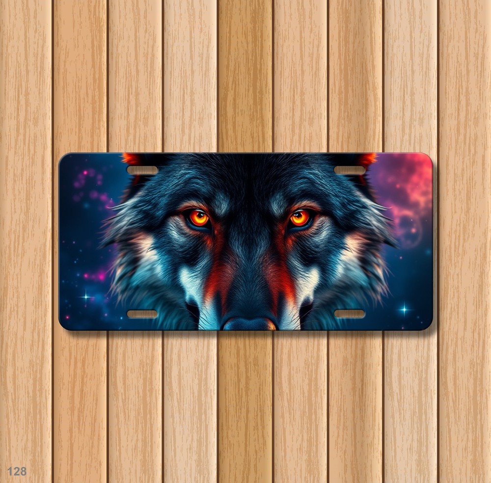 Hyperrealistic Wolf License Plate Optional Text Decorative Plate Gift Idea