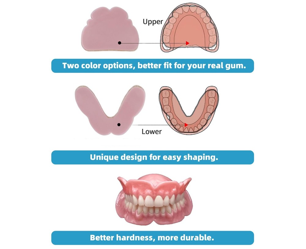 DIY Denture Kit with Impression(2 Sets of False Teeth),Do-It-Yourself Denture...