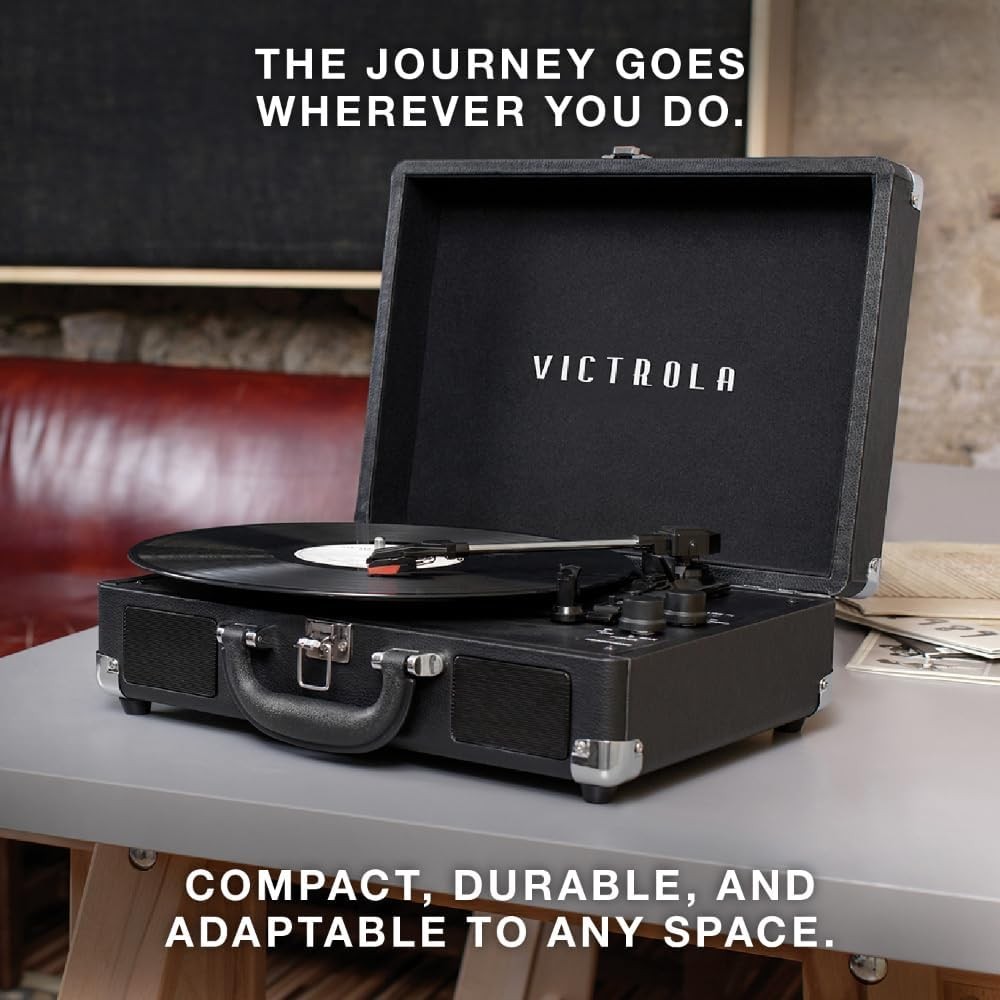 Victrola Journey Bluetooth Portable Suitcase Record Player – with Marsala