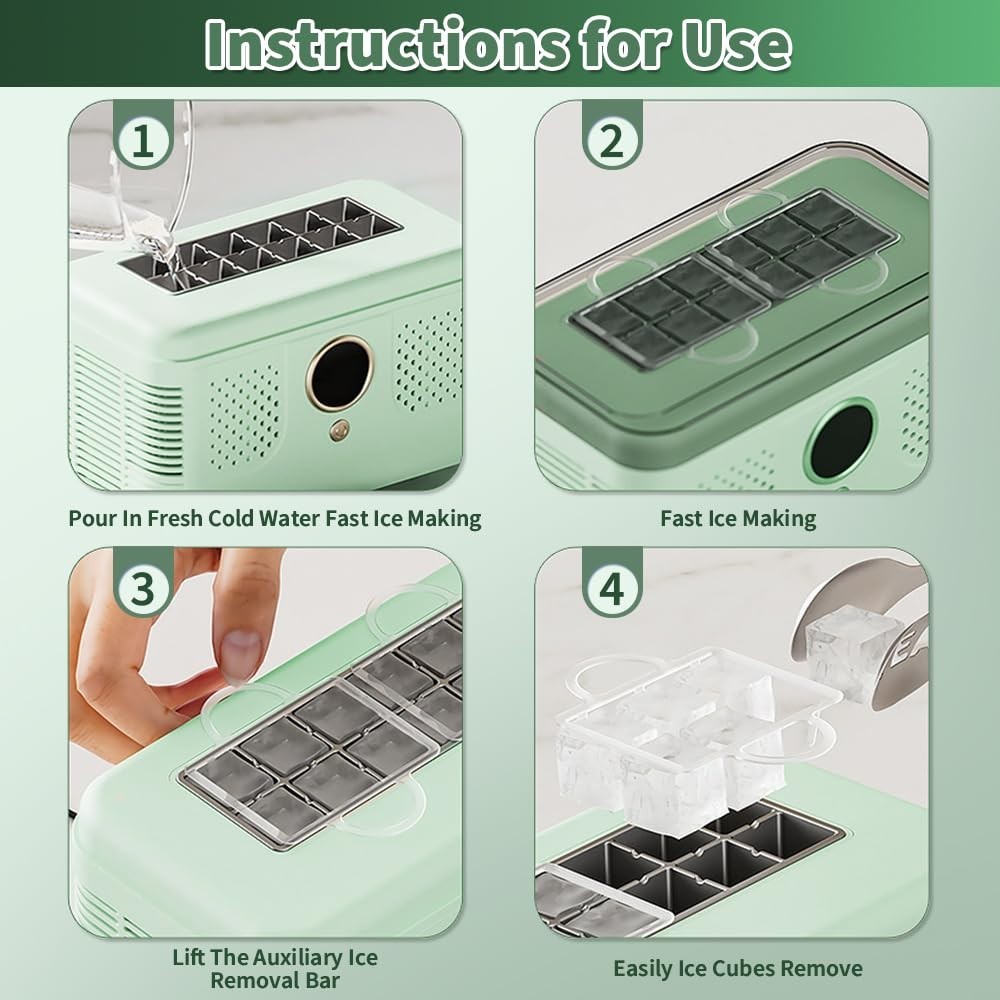 Portable Ice Maker, Fast Ice Making, Quiet, Energy-Efficient