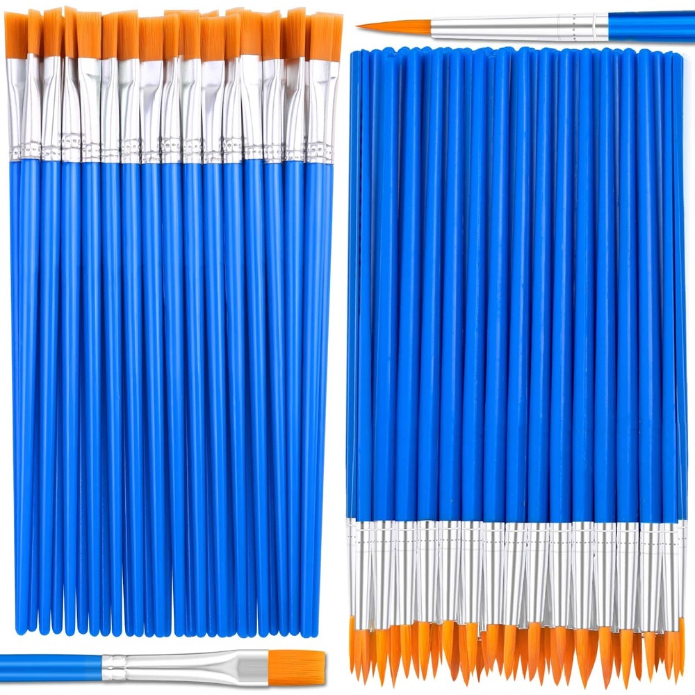 Small Paint Brushes Bulk, Anezus 50 Pcs Flat Tip Small, Blue