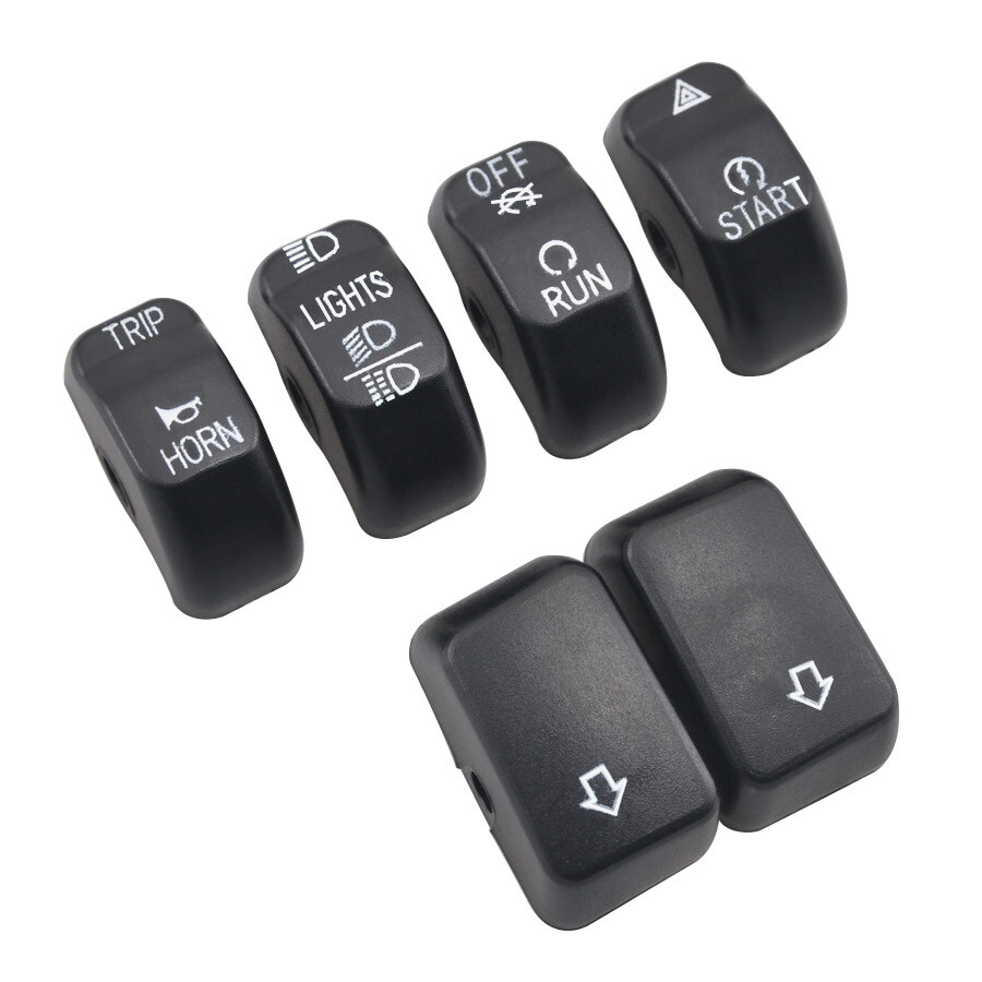 Black Hand Control Switch Housing Button Caps For Harley Dyna Softail Sportster