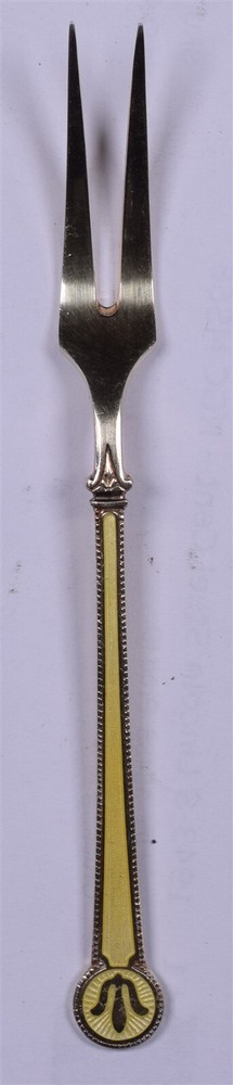 David Andersen Sterling Enameled Lemon Hors D'oeurres Fork