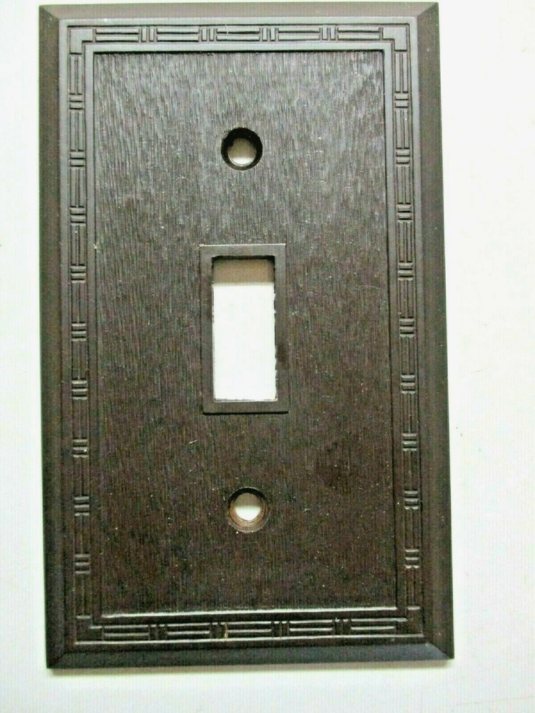 Snapit Dashed Fine Lines Brown Bakelite Textured Switch Wall Plate Cover Vtg MCM