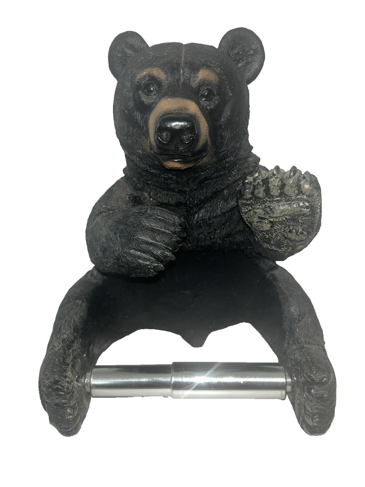 DWK Black Bear Bathroom Set TP & Towel Holder Light Switch Rustic Woods 3 pc set